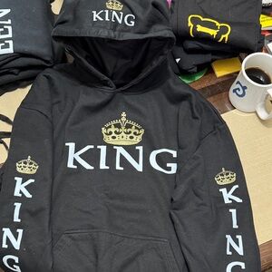 Black 'King' Hoodie with Crown Design